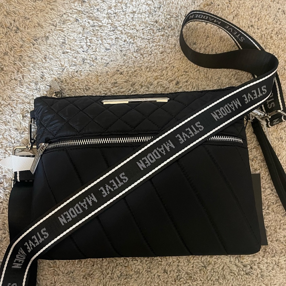 Steve Madden black quilted crossbody purse - brand new
